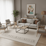 Beige Contemporary Pattern Hand Loomed Wool Area Rug