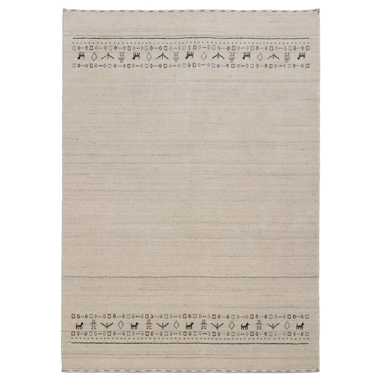Beige Contemporary Pattern Hand Loomed Wool Area Rug