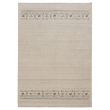 Beige Contemporary Pattern Hand Loomed Wool Area Rug