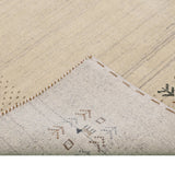 Beige Contemporary Solid Border Design Hand Loomed Wool Area Rug