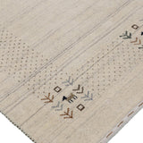 Beige Contemporary Solid Border Design Hand Loomed Wool Area Rug