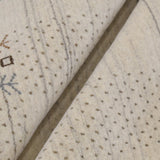 Beige Contemporary Solid Border Design Hand Loomed Wool Area Rug