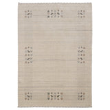 Beige Contemporary Solid Border Design Hand Loomed Wool Area Rug