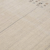 Beige Contemporary Solid Border Design Hand Loomed Wool Area Rug