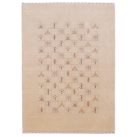 Beige Contemporary Tribal Design Hand Loomed Wool Rug
