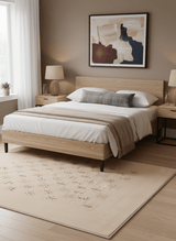 Beige Contemporary Tribal Design Hand Loomed Wool Rug