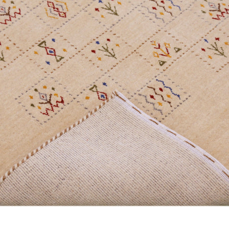 Beige Contemporary Tribal Design Hand Loomed Wool Rug