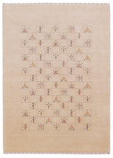 Beige Contemporary Tribal Design Hand Loomed Wool Rug