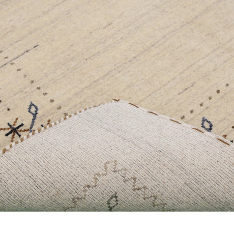 Beige Gabbeh Border Design Hand Loomed Wool Area Rug