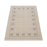 Beige Gabbeh Border Design Hand Loomed Wool Area Rug