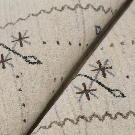 Beige Gabbeh Border Design Hand Loomed Wool Area Rug