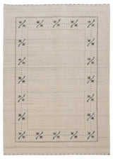 Beige Gabbeh Border Design Hand Loomed Wool Area Rug