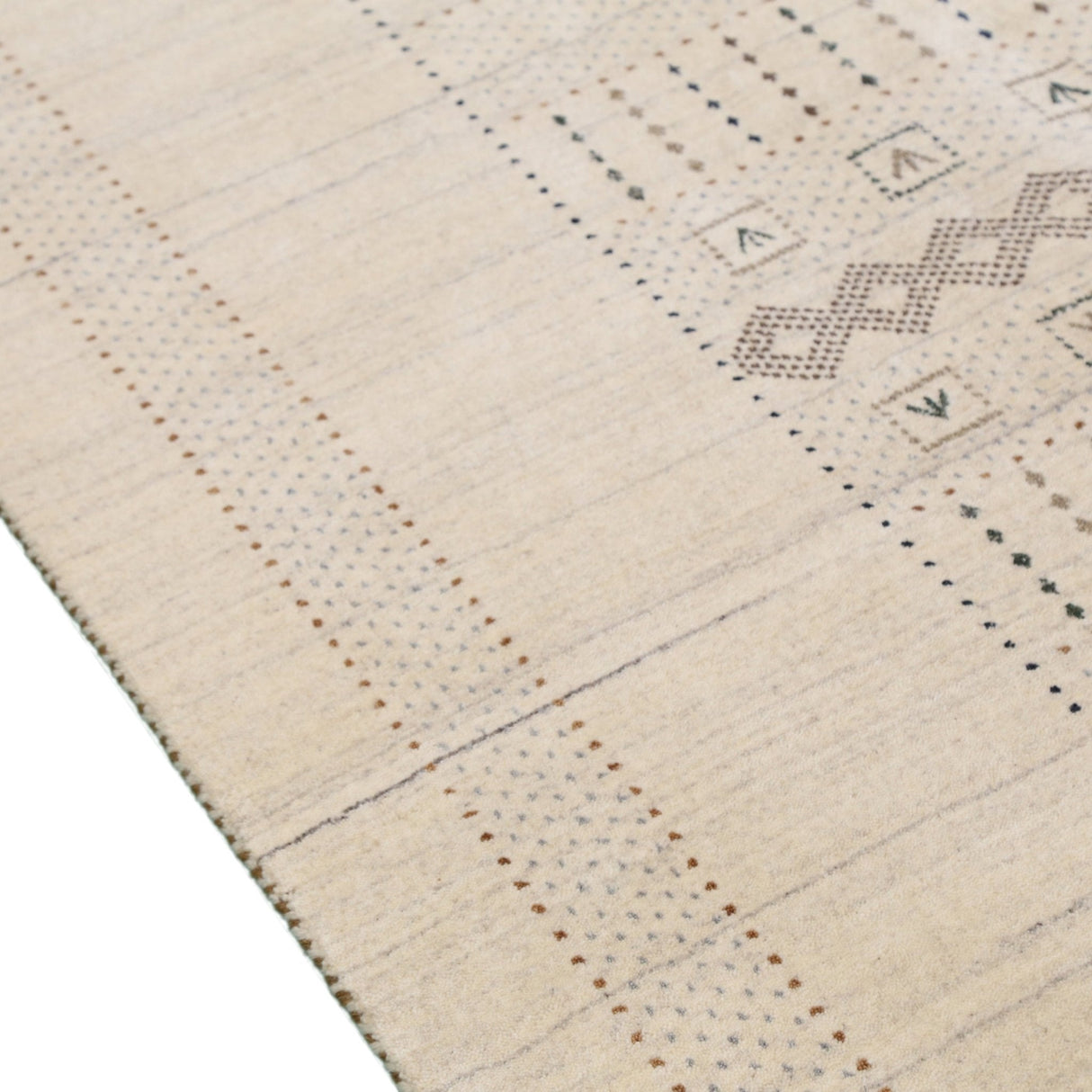 Beige Gabbeh Design Hand Loomed Wool Area Rug