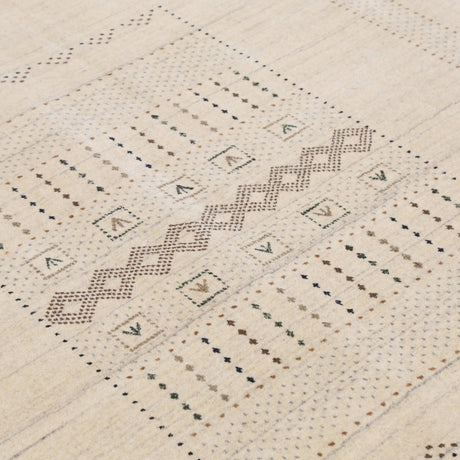 Beige Gabbeh Design Hand Loomed Wool Area Rug
