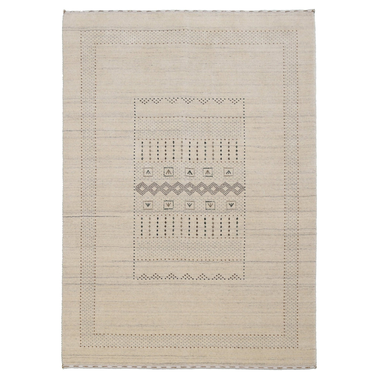 Beige Gabbeh Design Hand Loomed Wool Area Rug