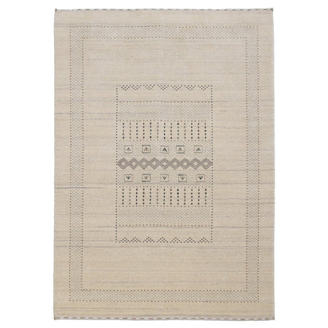 Beige Gabbeh Design Hand Loomed Wool Area Rug
