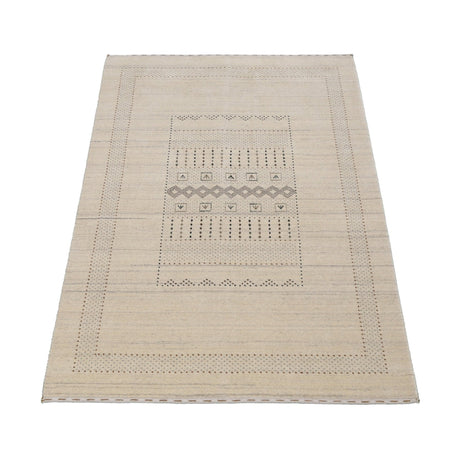 Beige Gabbeh Design Hand Loomed Wool Area Rug