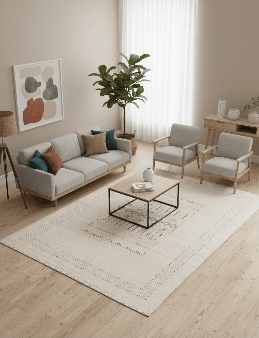 Beige Gabbeh Design Hand Loomed Wool Area Rug