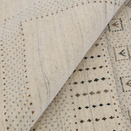 Beige Gabbeh Design Hand Loomed Wool Area Rug