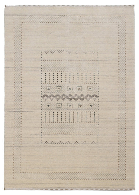Beige Gabbeh Design Hand Loomed Wool Area Rug