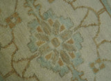 Beige, Gray and Olive Antique Floral Hand knotted Traditional Oushak 8x10 wool Area rug