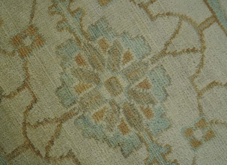 Beige, Gray and Olive Antique Floral Hand knotted Traditional Oushak 8x10 wool Area rug