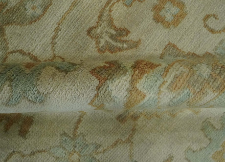Beige, Gray and Olive Antique Floral Hand knotted Traditional Oushak 8x10 wool Area rug