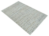 Beige, Ivory and Charcoal Modern Stripes Design 5x8 Dari Pet yard Area Rug