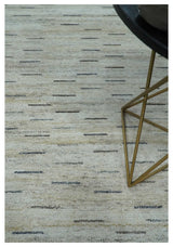 Beige, Ivory and Charcoal Modern Stripes Design 5x8 Dari Pet yard Area Rug