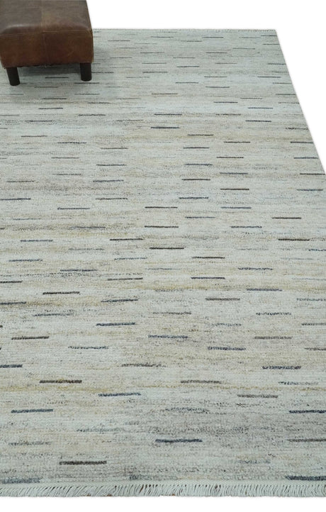 Beige, Ivory and Charcoal Modern Stripes Design 5x8 Dari Pet yard Area Rug
