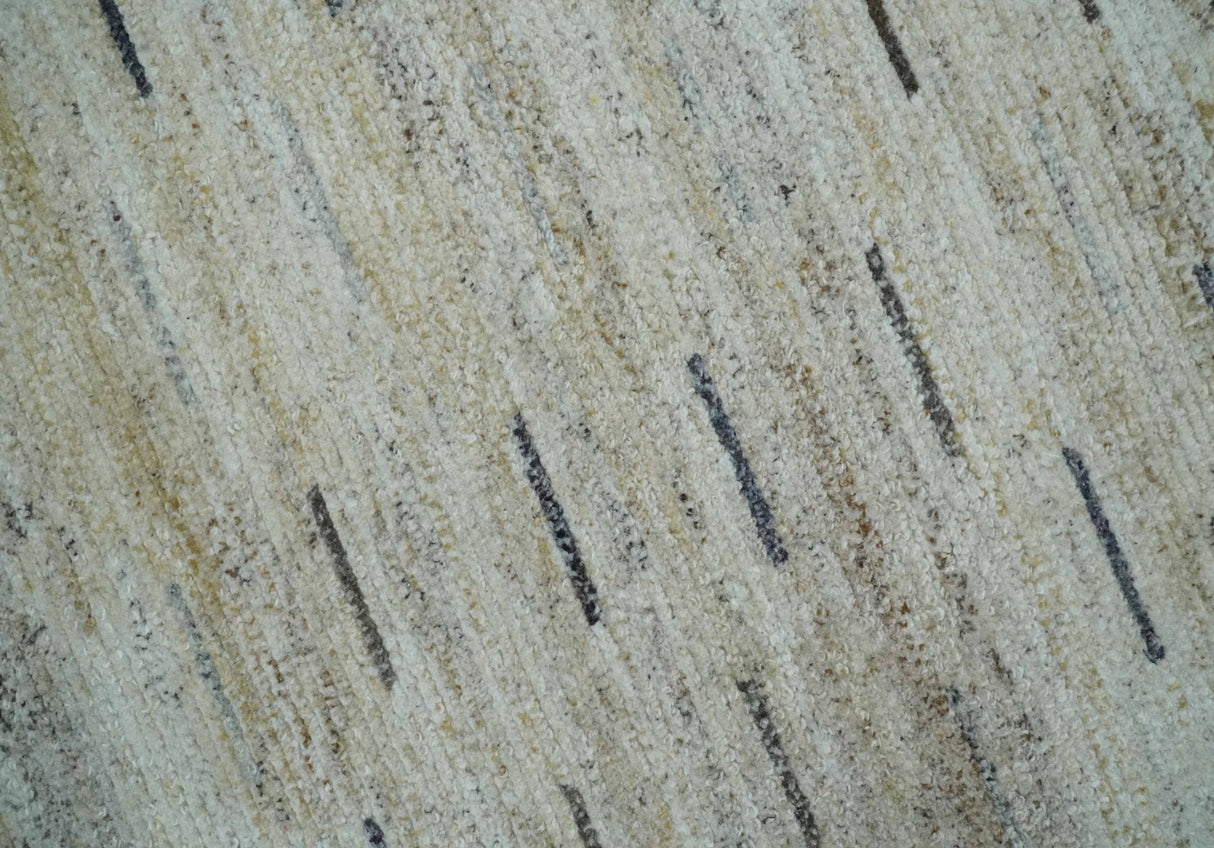 Beige, Ivory and Charcoal Modern Stripes Design 5x8 Dari Pet yard Area Rug