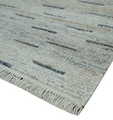 Beige, Ivory and Charcoal Modern Stripes Design 5x8 Dari Pet yard Area Rug