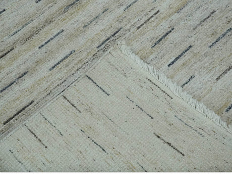 Beige, Ivory and Charcoal Modern Stripes Design 5x8 Dari Pet yard Area Rug