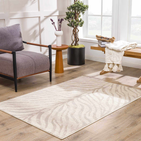 Beige Manteca Zebra Print Area Rug-Rugs-Parc Decor
