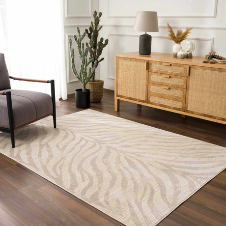 Beige Manteca Zebra Print Area Rug-Rugs-Parc Decor
