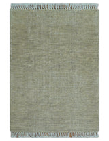 Beige Modern Solid Design Hand Knotted Wool Area Rug