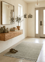 Beige Modern Solid Design Hand Knotted Wool Area Rug