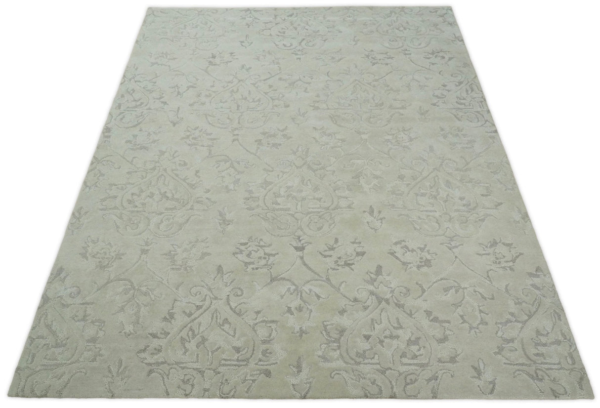 Beige Modern Style Hand Tufted 5x8 Wool Area Rug