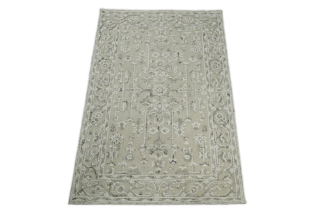 Beige Modern Style Hand Tufted Wool Textured Loop 5x8 Area Rug
