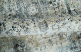 Beige, Olive and Gray and Black Antique Finish Vintage Art Silk Area Rug