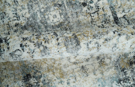 Beige, Olive and Gray and Black Antique Finish Vintage Art Silk Area Rug