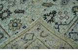 Beige, Teal and Black 5x8 Hand Knotted Traditional Art Silk area Rug