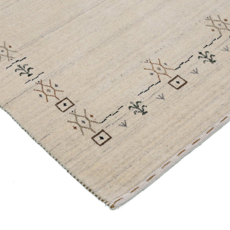 Beige Tribal Border Hand Loomed Wool Area Rug