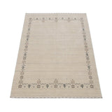 Beige Tribal Border Hand Loomed Wool Area Rug