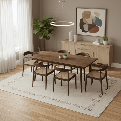 Beige Tribal Border Hand Loomed Wool Area Rug