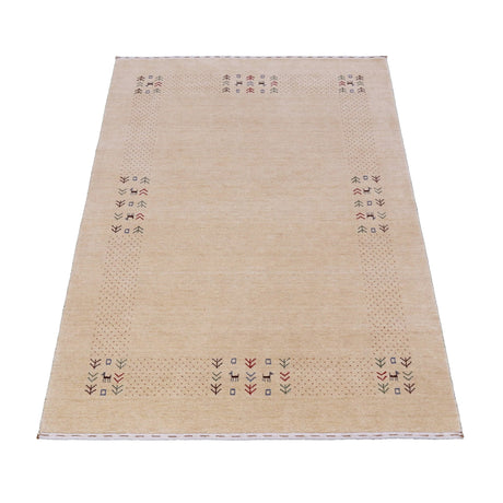 Beige Tribal Center Medallion Hand Loomed Wool Area Rug
