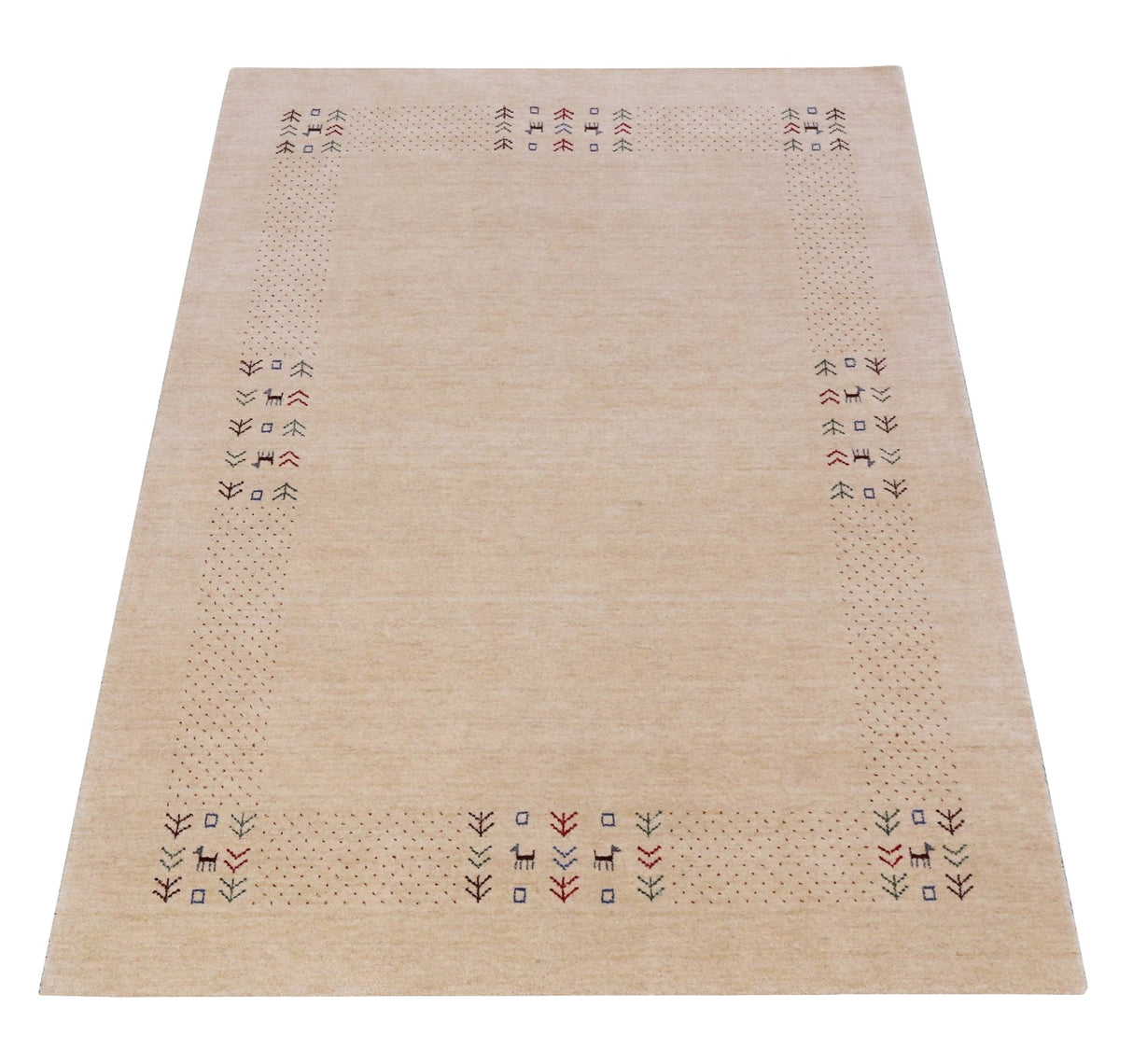 Beige Tribal Center Medallion Hand Loomed Wool Area Rug