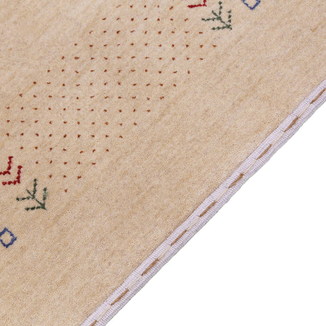 Beige Tribal Center Medallion Hand Loomed Wool Area Rug
