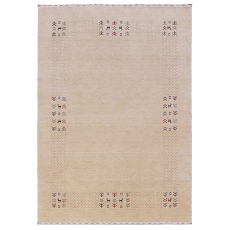 Beige Tribal Center Medallion Hand Loomed Wool Area Rug