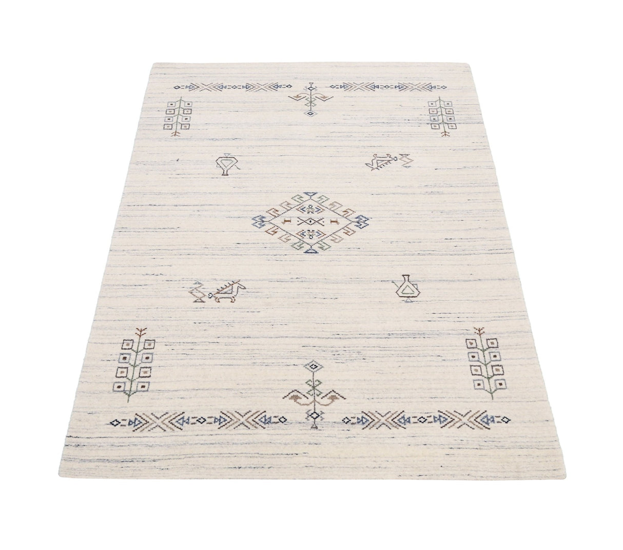 Beige Tribal Center Medallion Hand Loomed Wool Rug